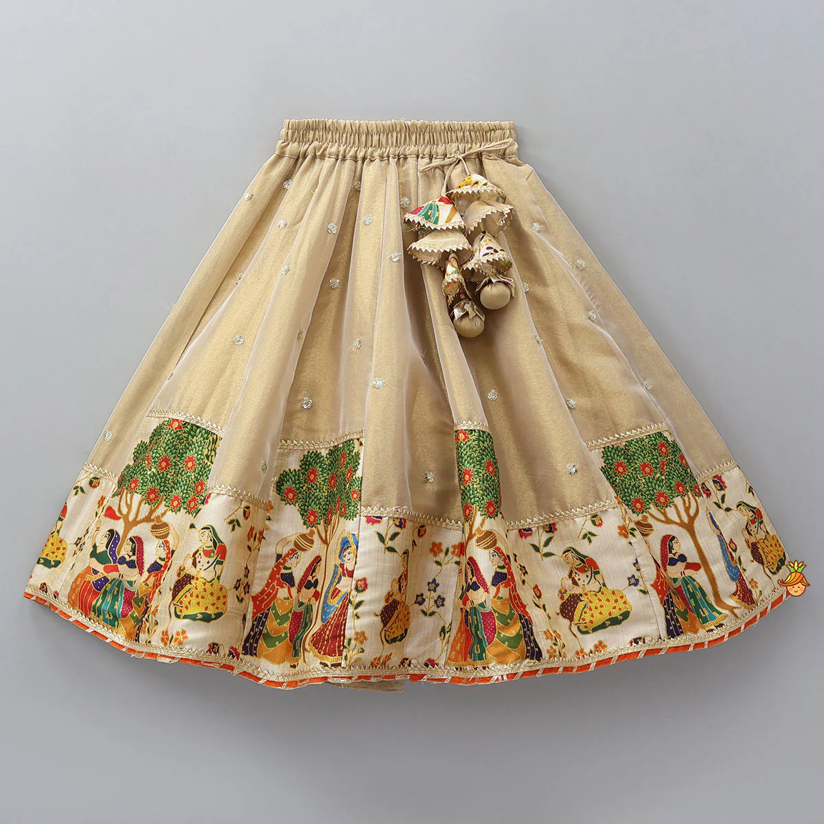 Shimmery V-Neck Crop Top With Printed Lehenga And Matching Dupatta - Image 5