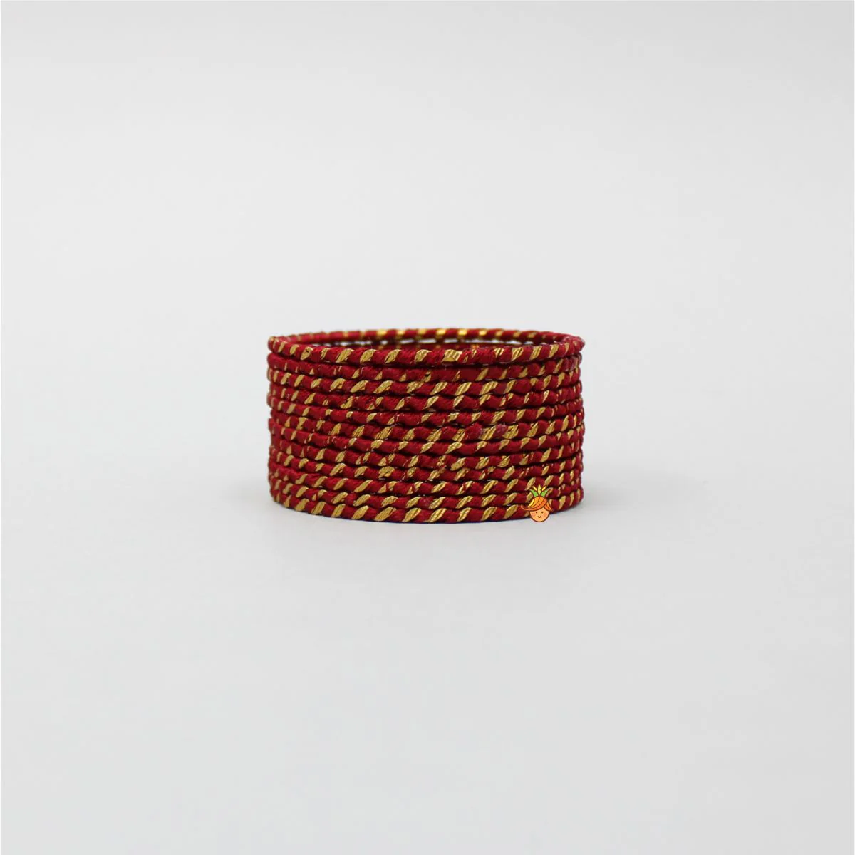 Silk Thread Detail Maroon Iron Bangles - Set Of 12 - Image 2