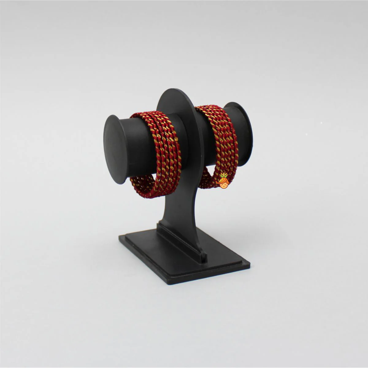 Silk Thread Detail Maroon Iron Bangles - Set Of 12 - Image 3