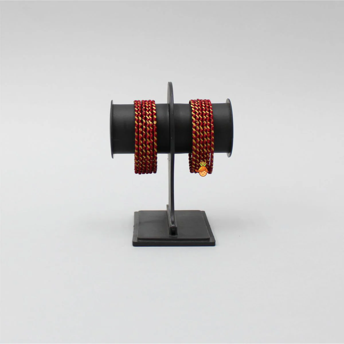 Silk Thread Detail Maroon Iron Bangles - Set Of 12 - Image 4