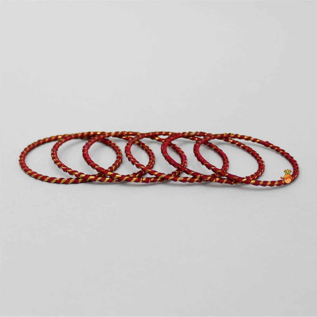 Silk Thread Detail Maroon Iron Bangles - Set Of 12 - Image 6