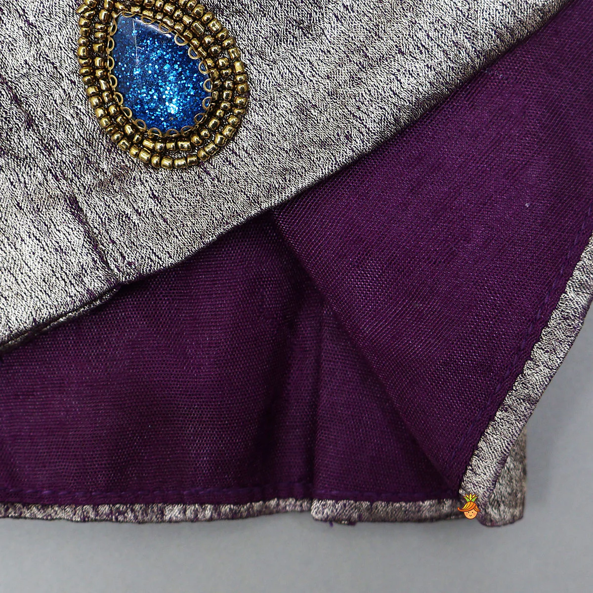 Sleeveless Shiny Top With Layered Lehenga And Attached Dupatta - Image 4