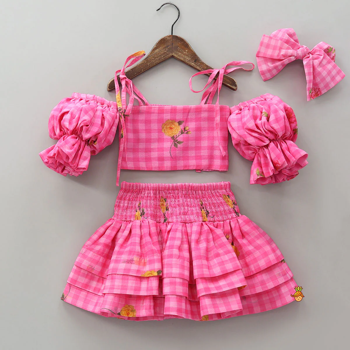 Smocked Back Crop Top With Elasticated Skirt And Matching Head Band