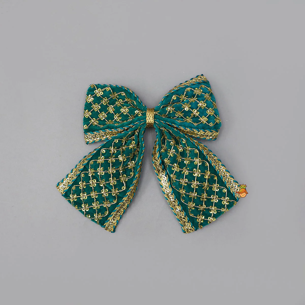 Square Design Embroidered Velvet Hair Clip