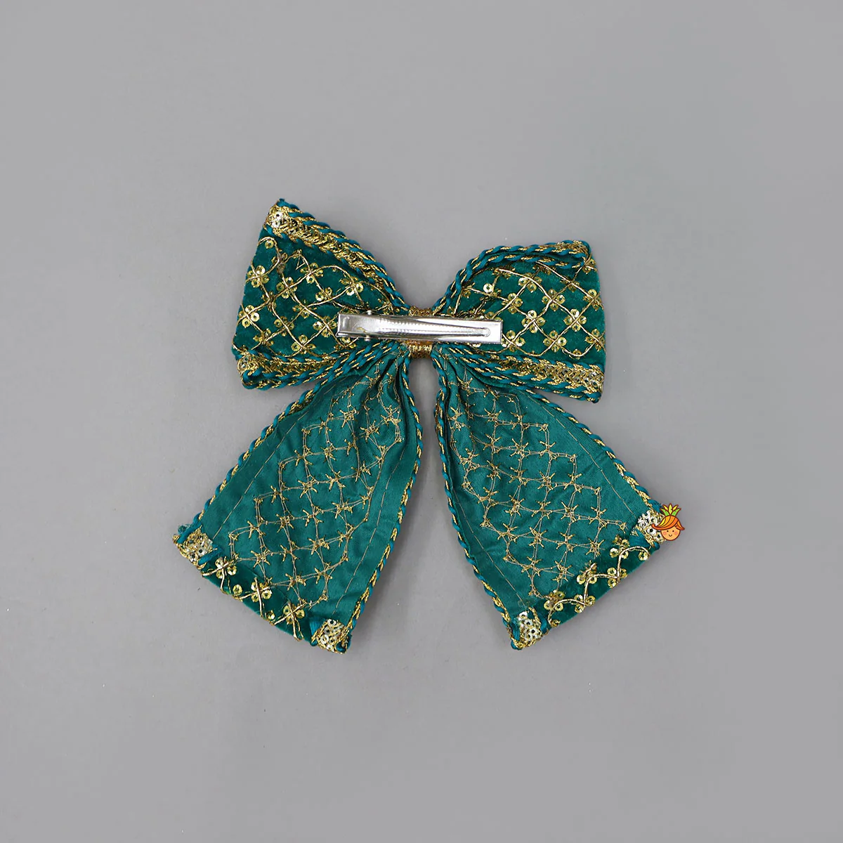 Square Design Embroidered Velvet Hair Clip - Image 2