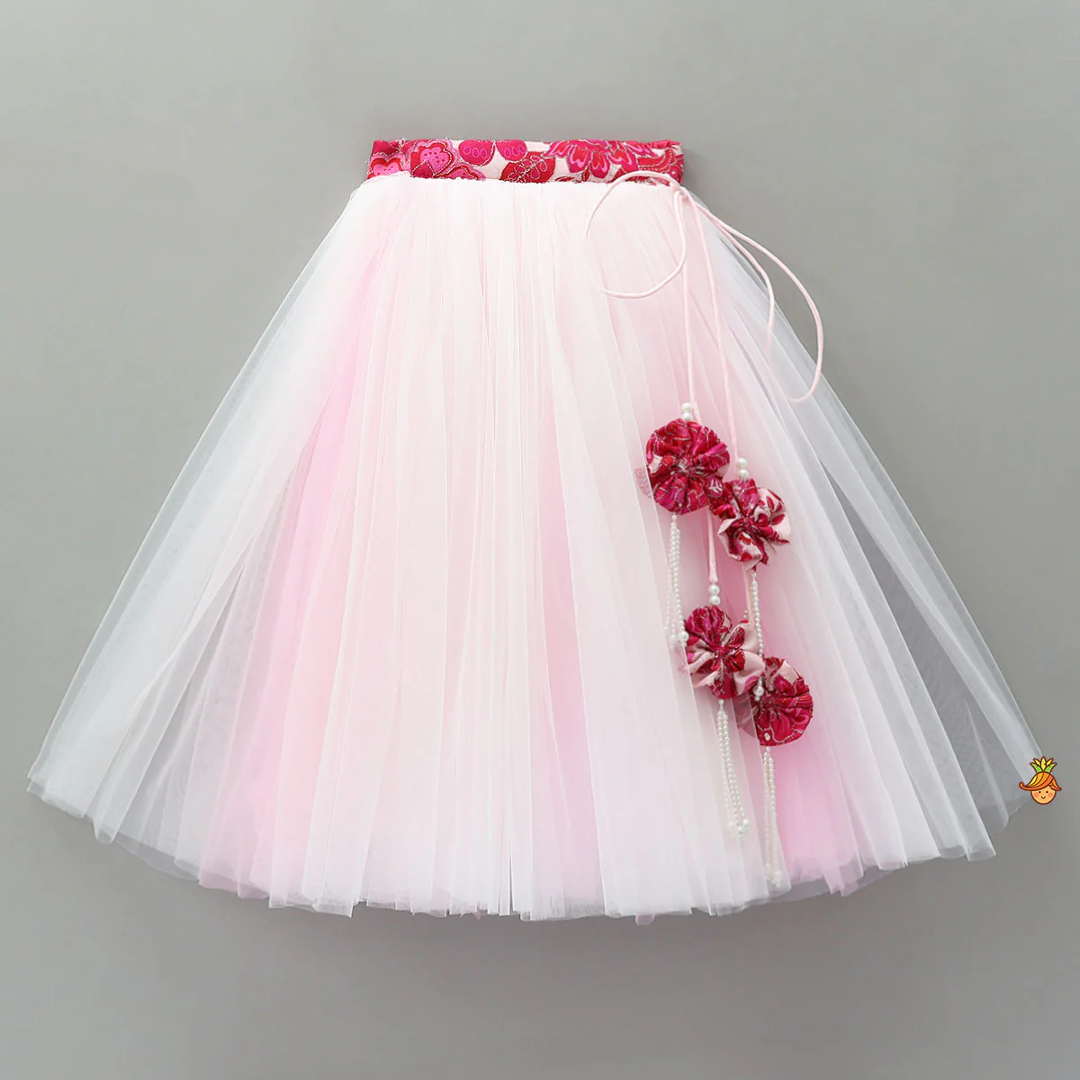 Stand Collar Elegant Top And Floral Tassels Embellished Lehenga - Image 4