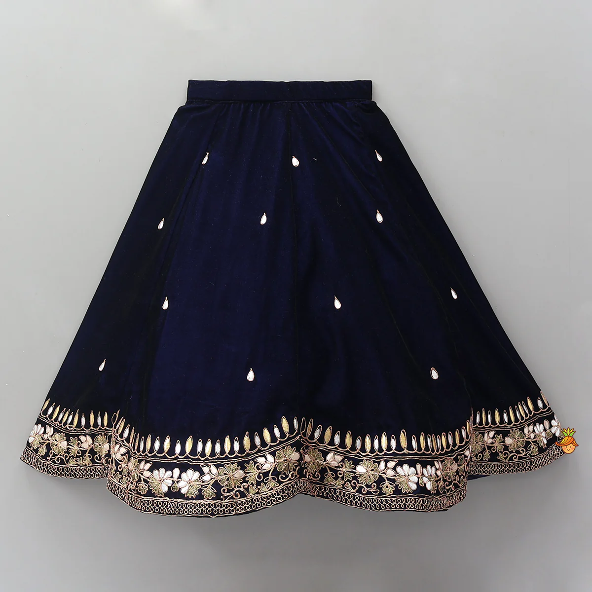 Stand Collar Velvet Charming Top And Lehenga - Image 4