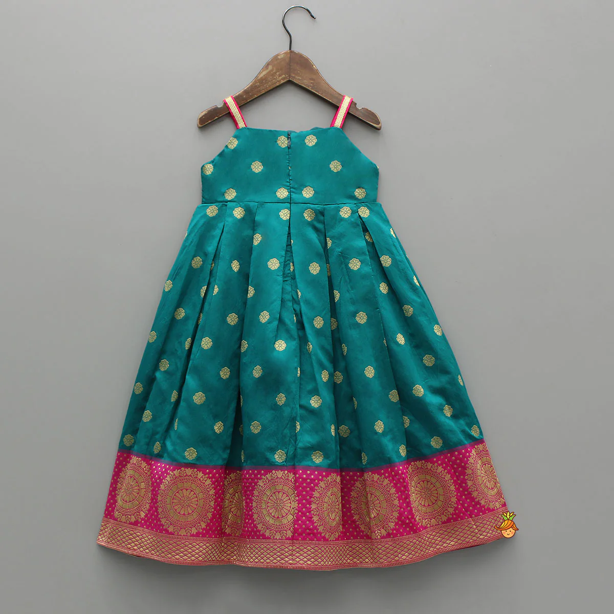 Strappy Brocade Dress With Pink Brocade Bow Detailing - Image 2