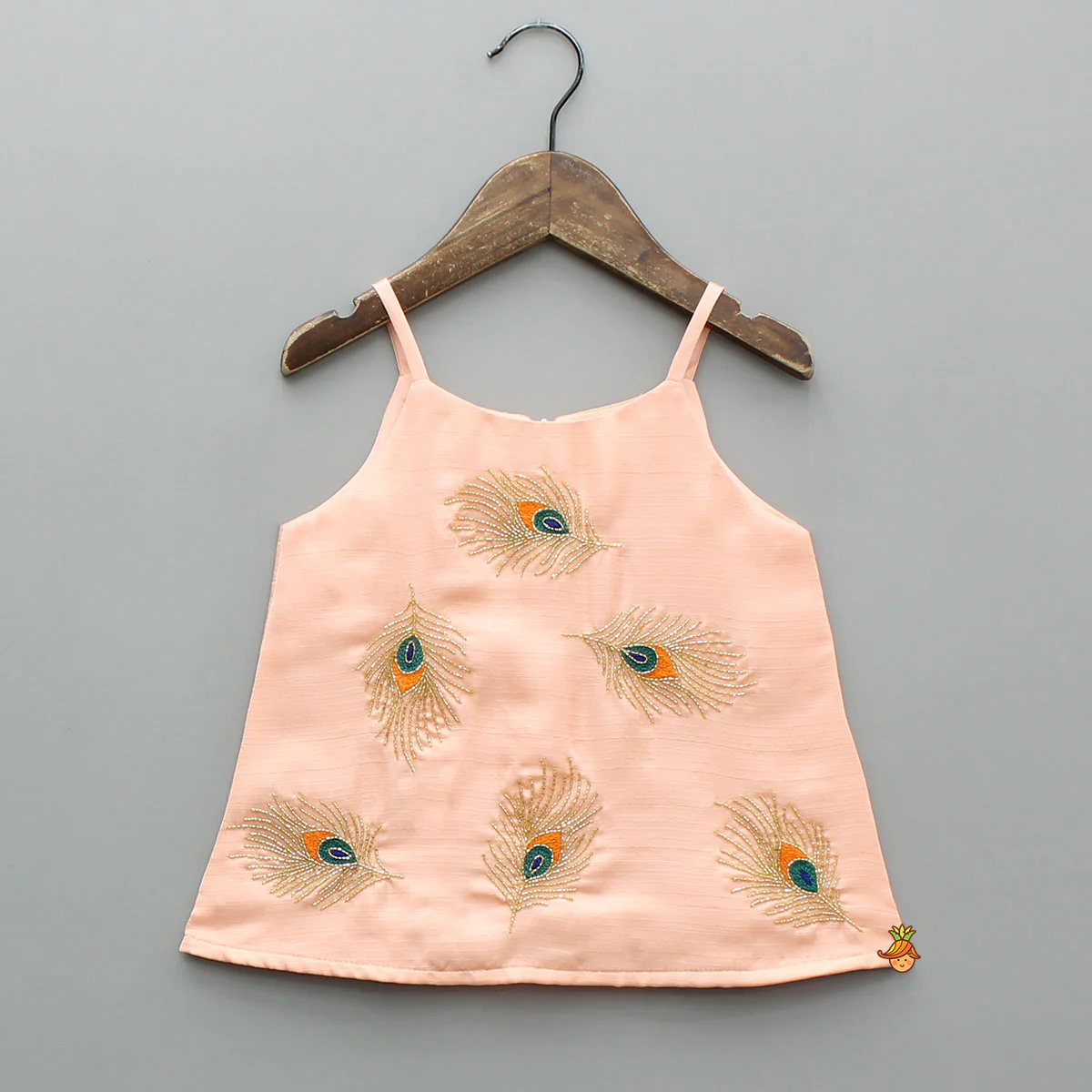 Strappy Mor Pankh Embroidered Top With Colour-Block Palazzo - Image 3