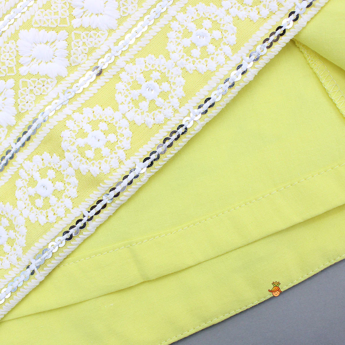 Strappy V Neck Embroidered Yellow Kurti And Pant With Sling Bag - Image 6