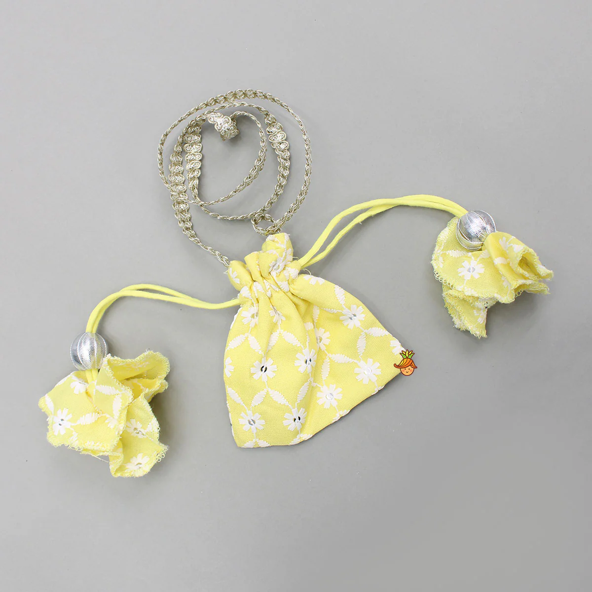 Strappy V Neck Embroidered Yellow Kurti And Pant With Sling Bag - Image 7