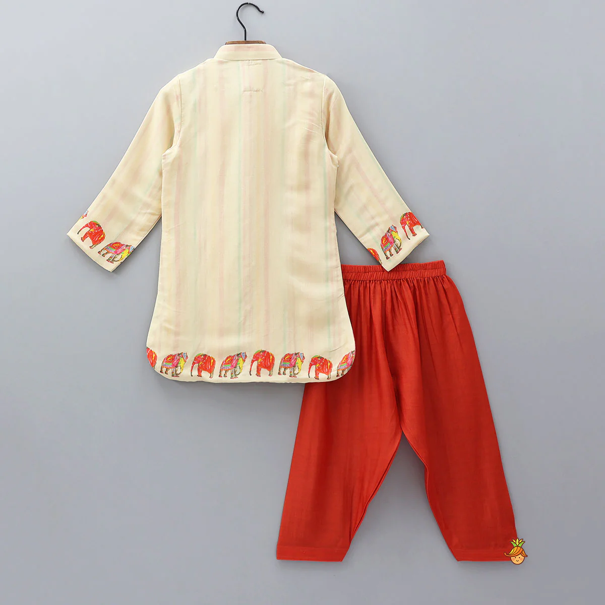 Striped Ethnic Kurta And Contrasting Salwar - Image 2