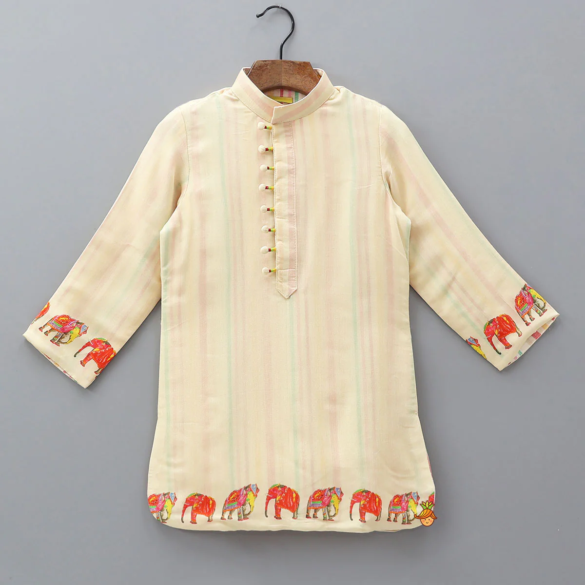 Striped Ethnic Kurta And Contrasting Salwar - Image 3