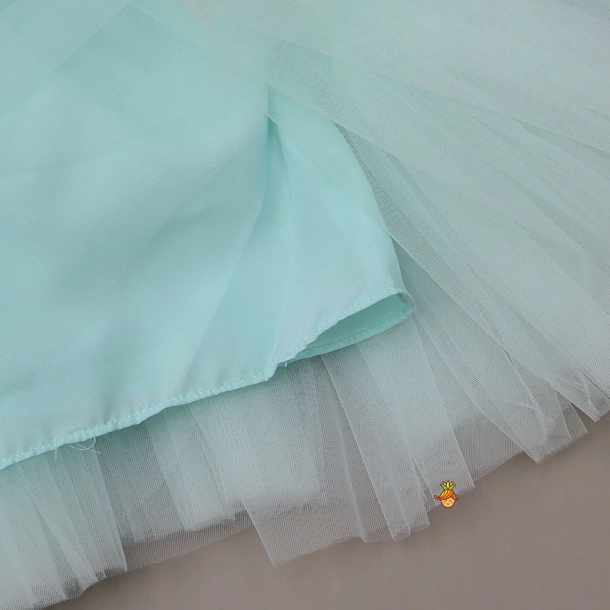 Stunning Aqua-Themed Embroidered Dress With Hair Tie - Image 5