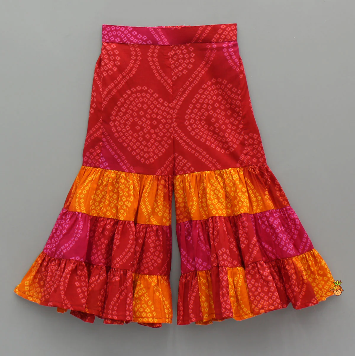 Stunning Bandhani Printed Embellished Top With Sharara And Dupatta - Image 5
