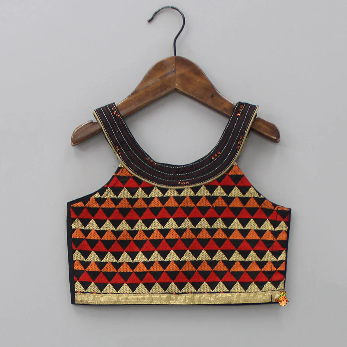 Stunning Embroidered Halter Neck Top With Printed Dhoti - Image 3