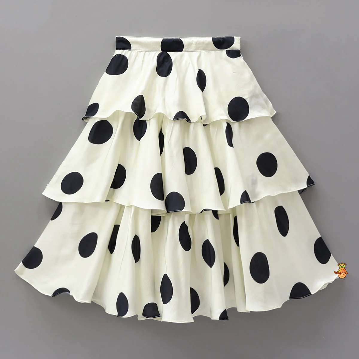 Stunning Halter Neck Polka Dot Printed Top With Matching Layered Skirt - Image 4