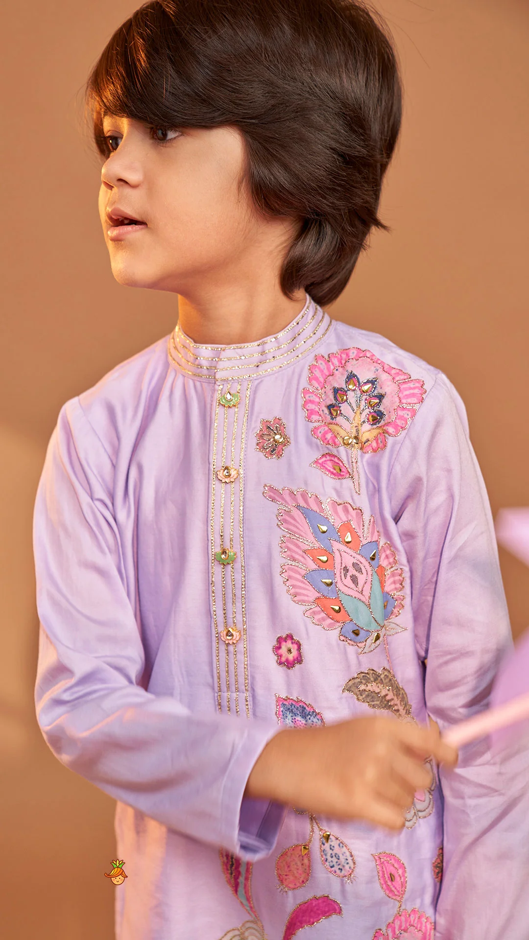 Stunning Multicolour Floral Embroidered Kurta With Pyjama - Image 7