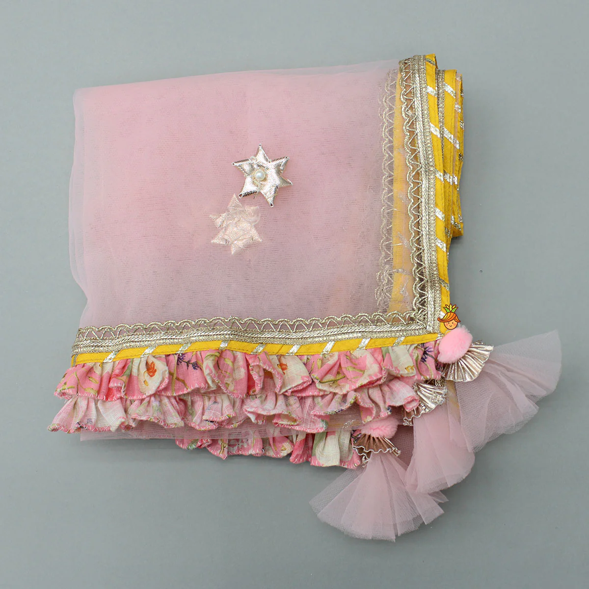 Stunning Pink Floral Printed Top With Embroidered Lehenga And Dupatta - Image 11