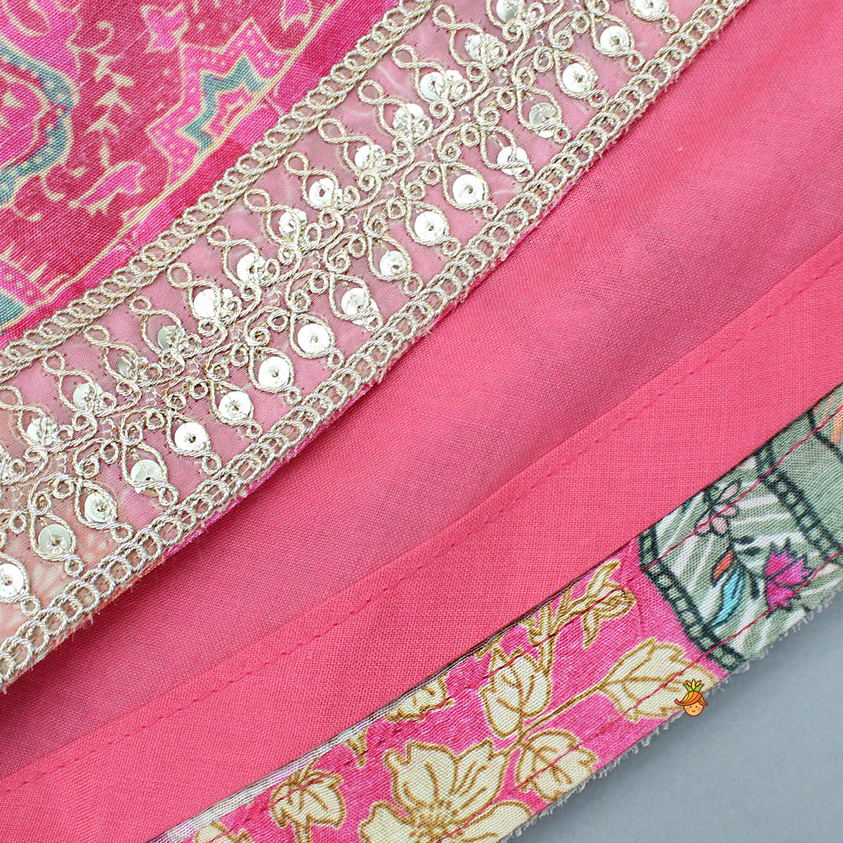 Stunning Pink Raw Silk Scalloped Top And Pearly Tassels Enhanced Lehenga - Image 6