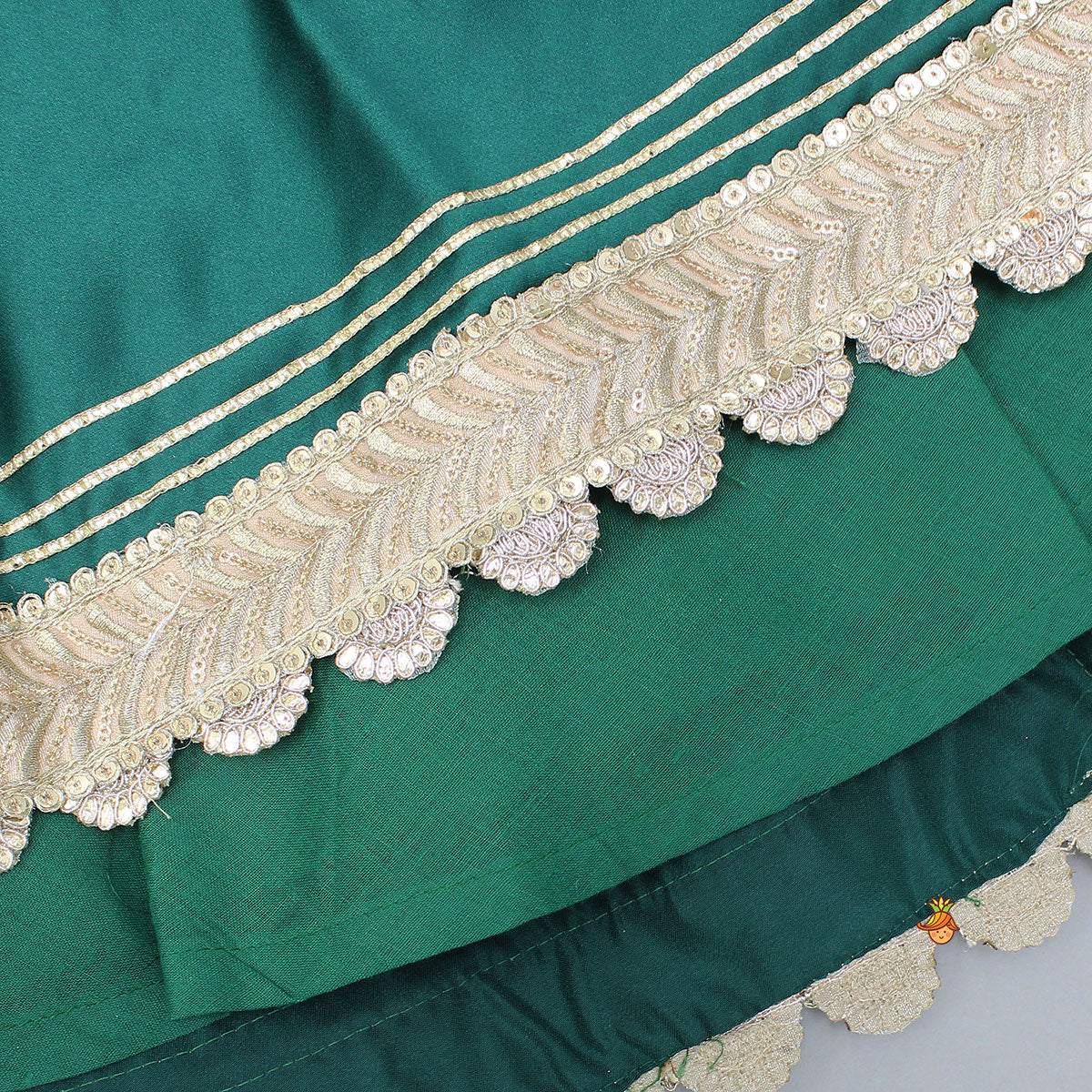 Stunning Scalloped Hem Green Top And Lehenga - Image 10