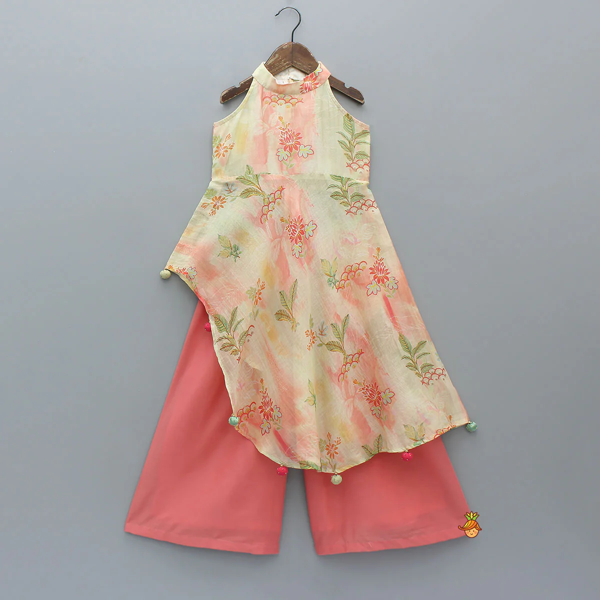 Stylish Asymmetric Sleeveless Kurti With Palazzo