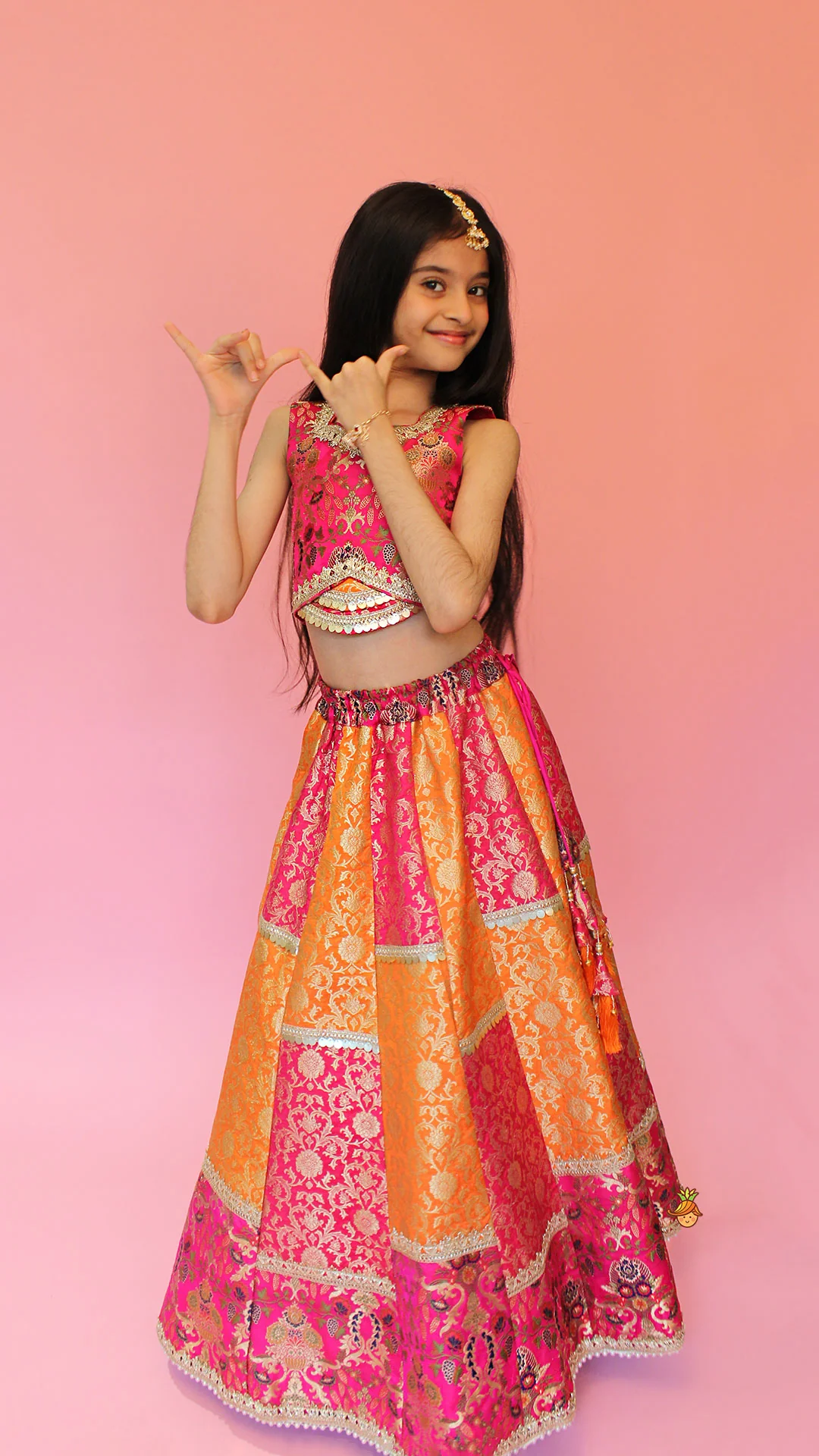 Stylish Brocade Top And Lehenga With Net Dupatta - Image 4