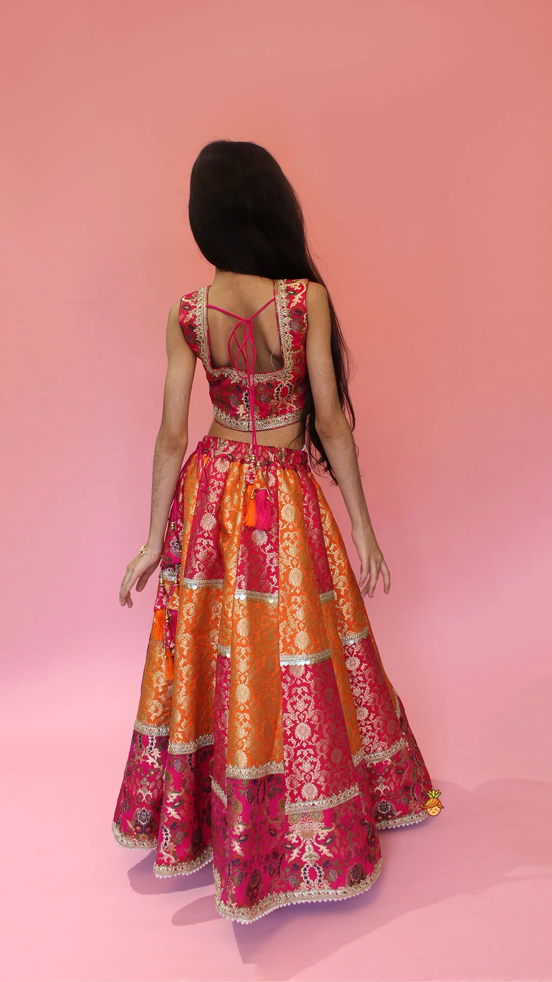 Stylish Brocade Top And Lehenga With Net Dupatta - Image 8