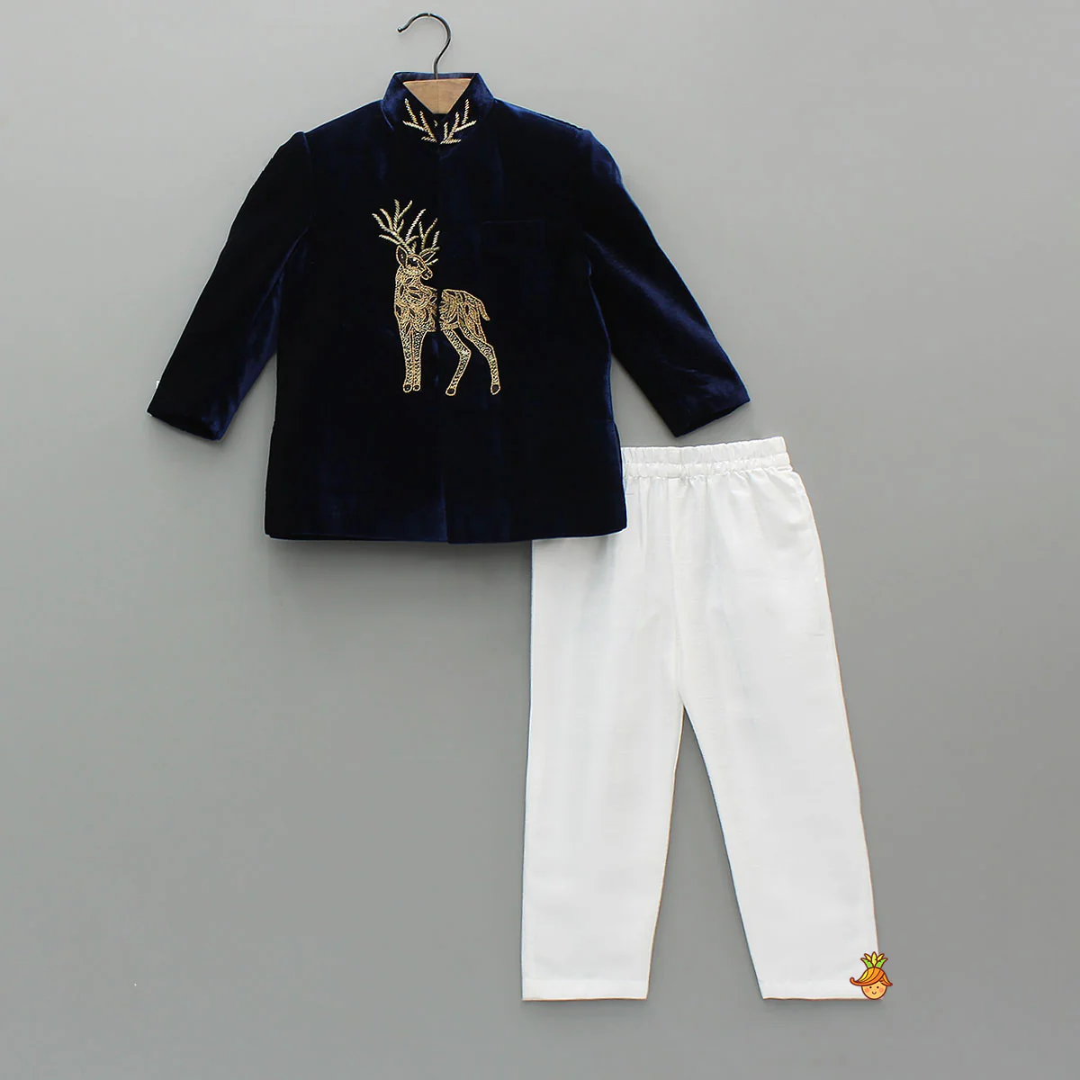 Stylish Cut Dana And Beads Embroidered Velvet Sherwani With Pyjama