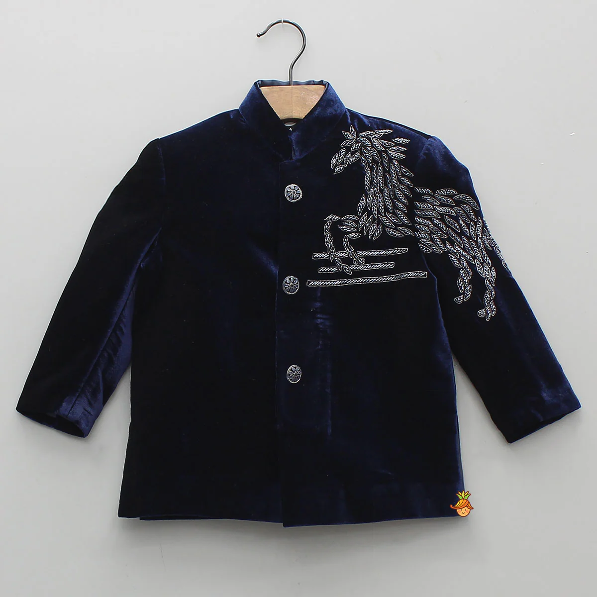 Stylish Embroidered Velvet Sherwani With Pyjama - Image 3