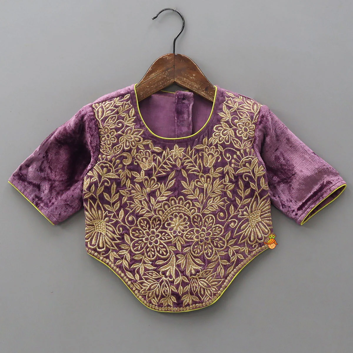 Charming Stylish Embroidered Velvet Top With Matching Lehenga - Image 3