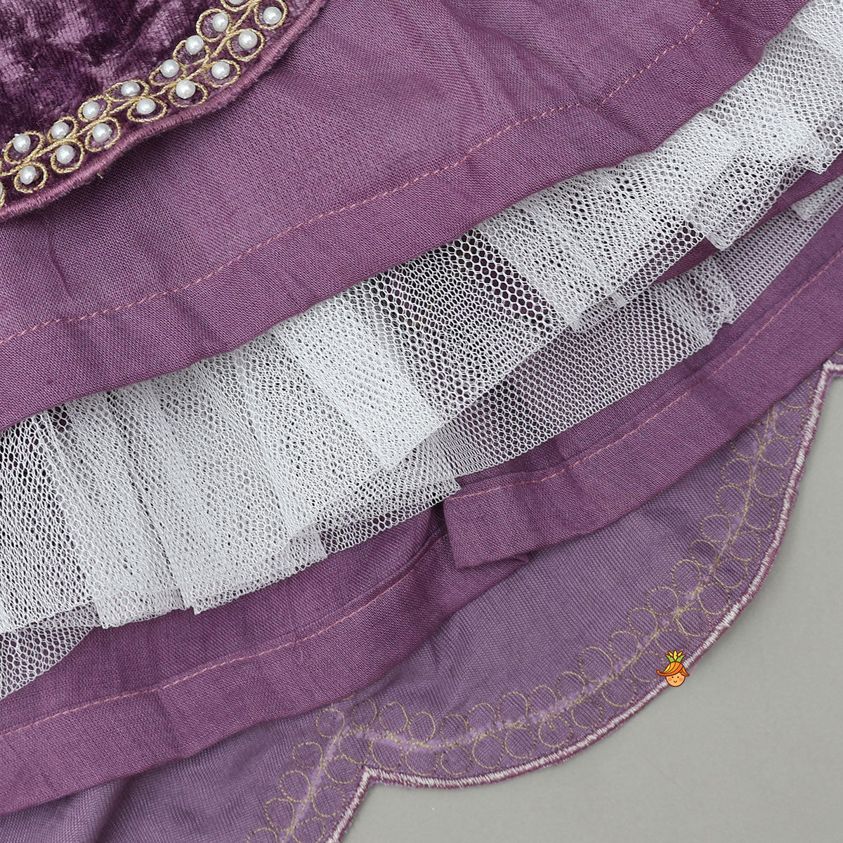 Charming Stylish Embroidered Velvet Top With Matching Lehenga - Image 6