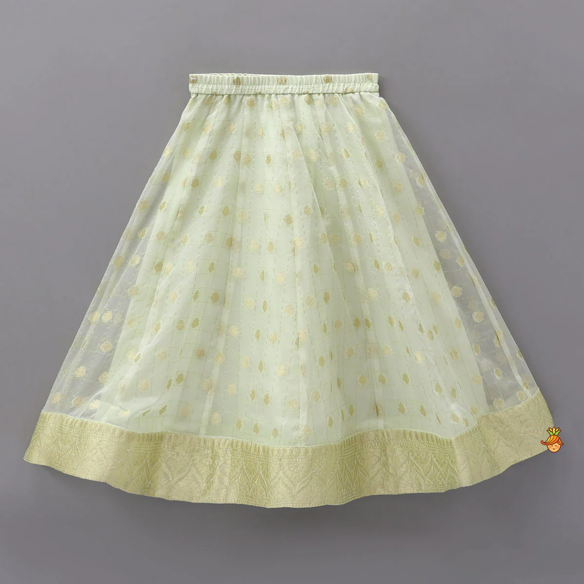 Stylish Hem Top With Checks Work Organza Lehenga - Image 4