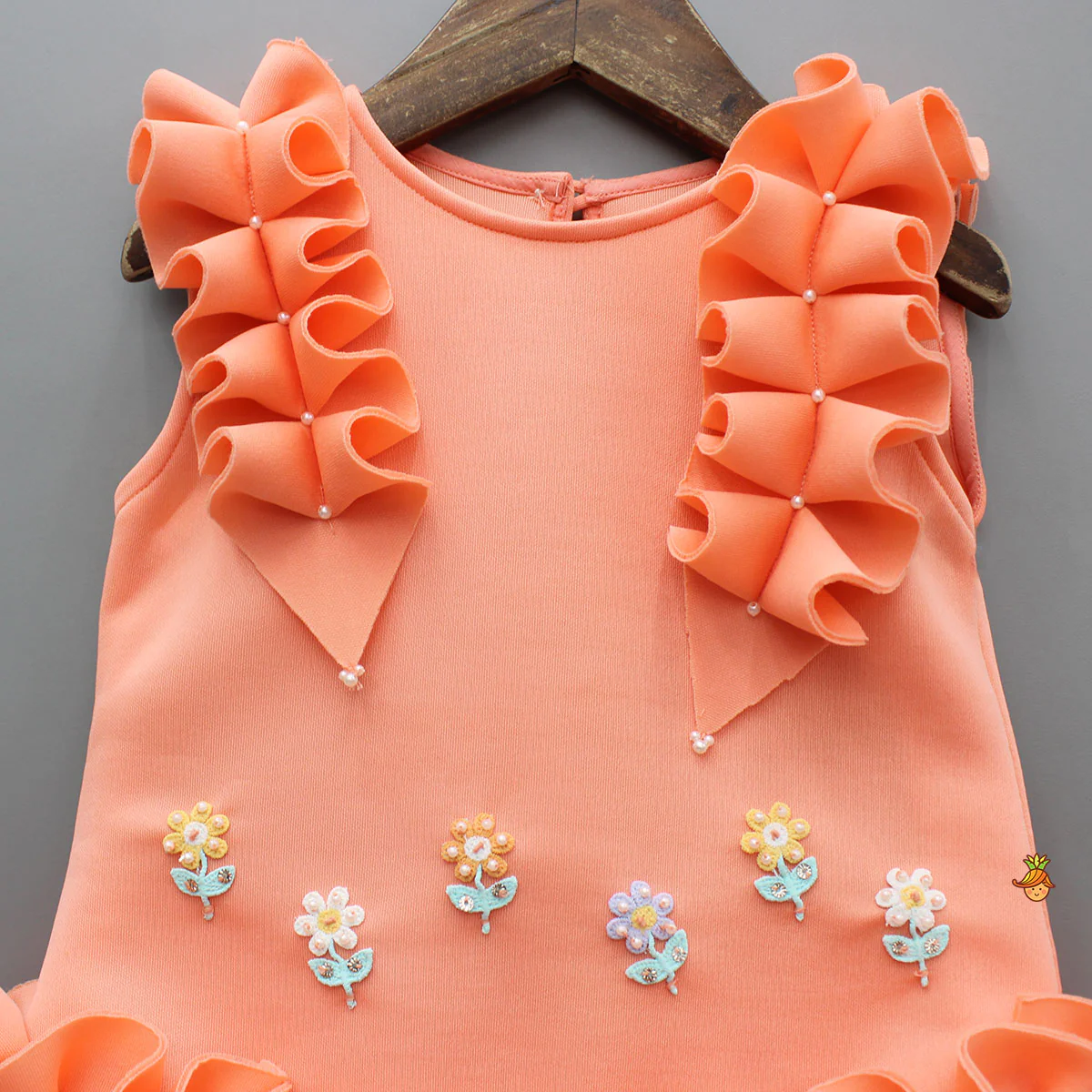 Stylish Peach Ruffled Dress - Image 3