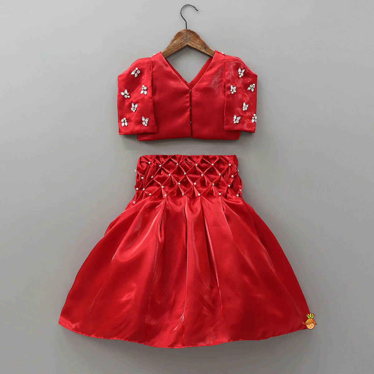 Stylish Sheen Top With Checks-Design Lehenga - Image 2