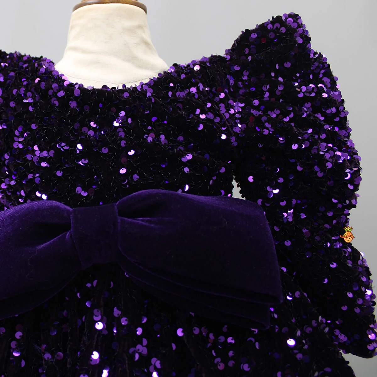 Stylish Sleeves Exquisite Purple Dress With Head Band - Image 4