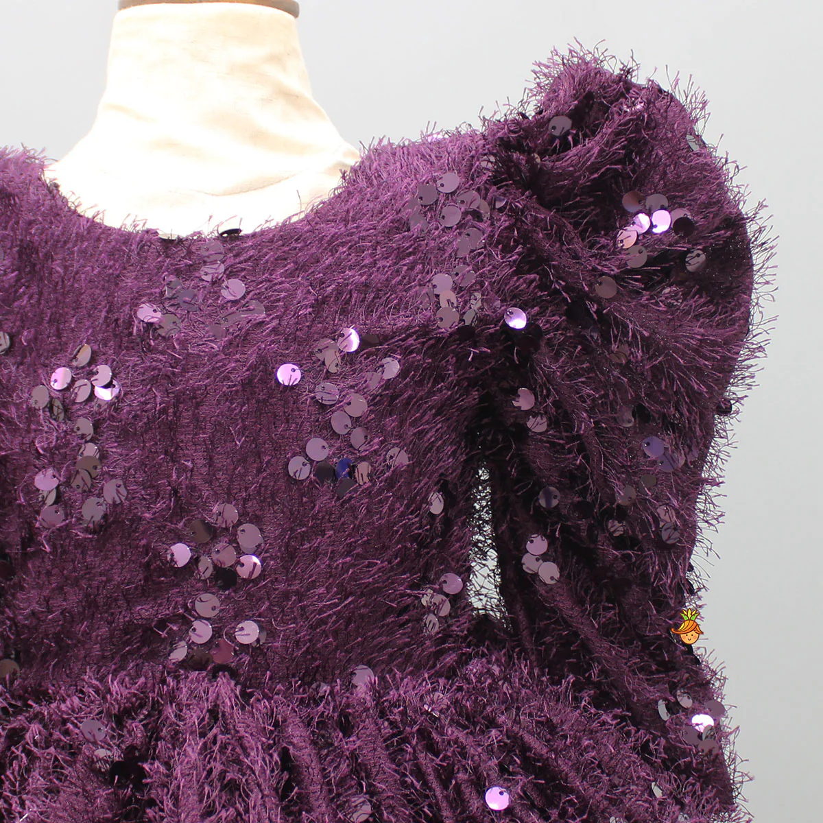 Stylish Sleeves Exquisite Wine Dress With Hair Clip - Image 5