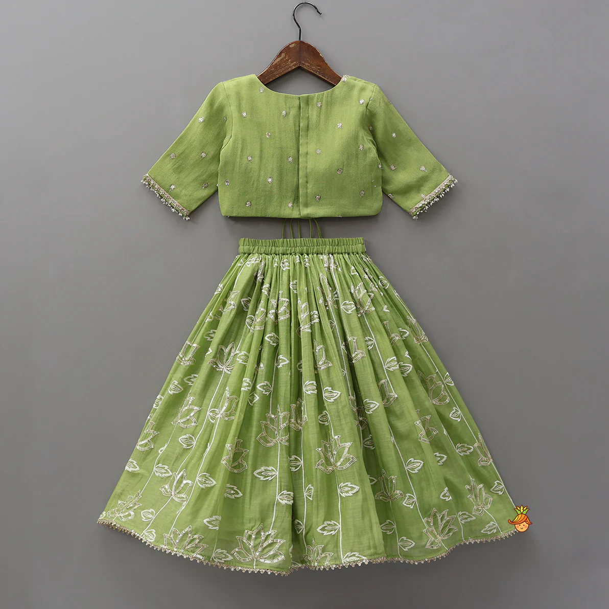 Stylish Top With Sequined Lehenga And Matching Dupatta - Image 2