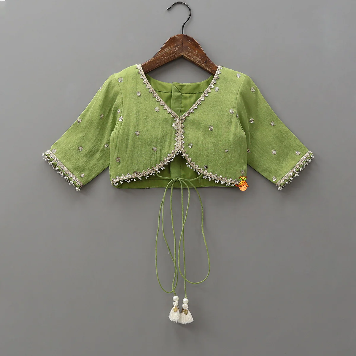 Stylish Top With Sequined Lehenga And Matching Dupatta - Image 4