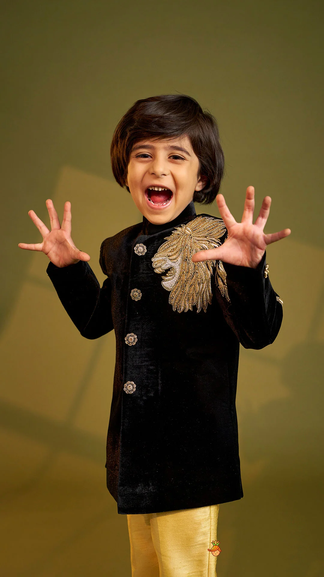 Stylish Zari Embroidered Velvet Sherwani With Pyjama - Image 5