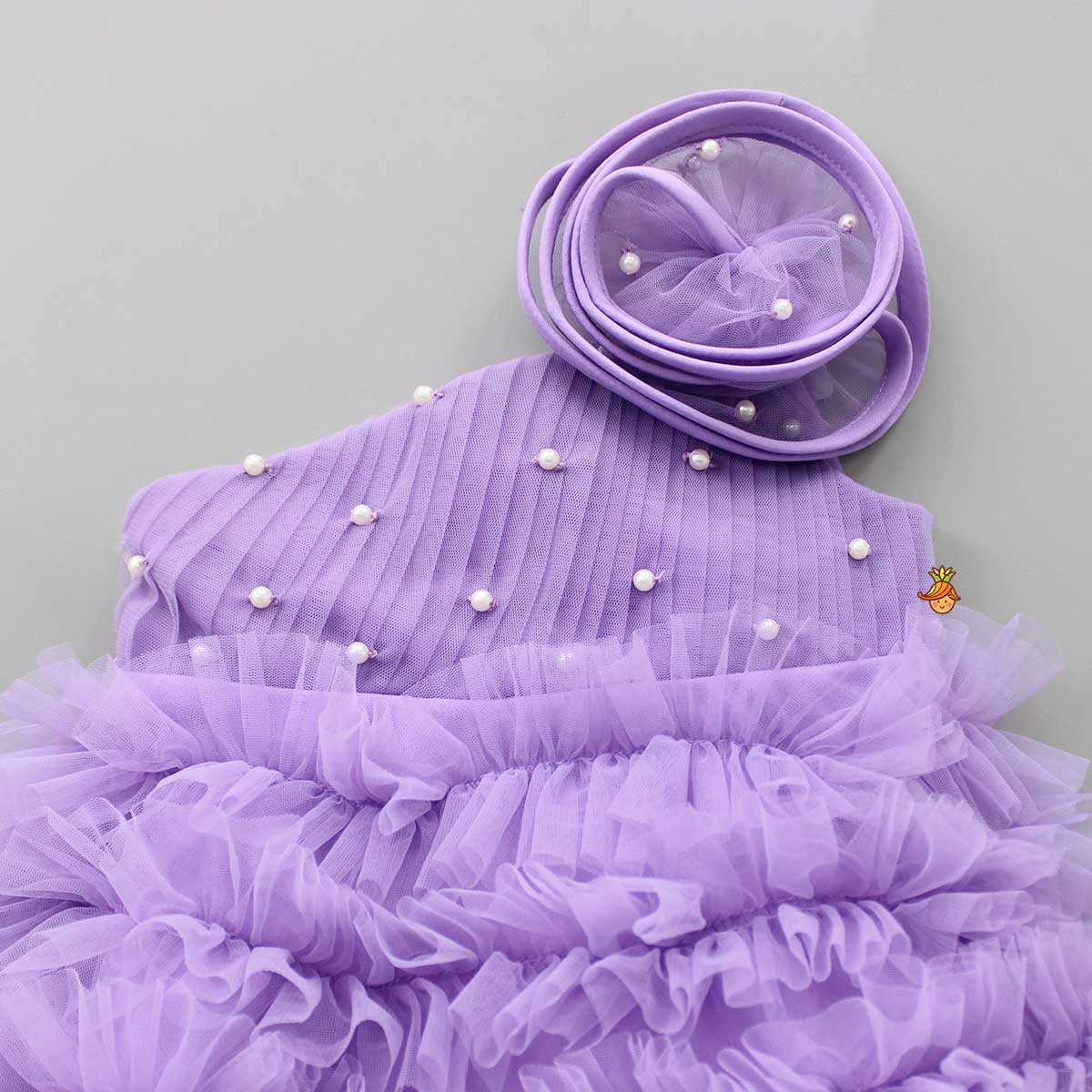 Swirl Enhanced One Shoulder Lavender Dress - Image 3