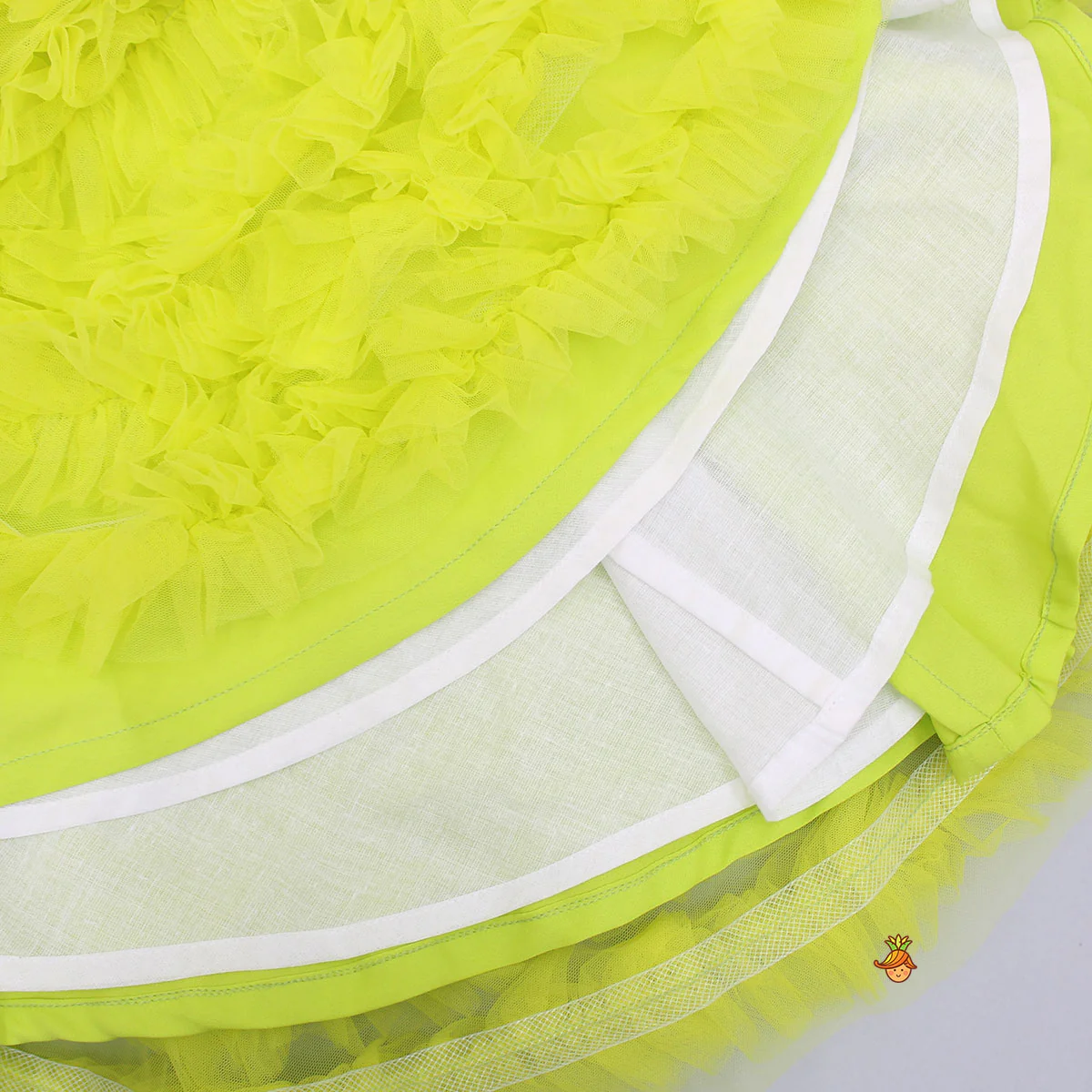 Swirl Frilled One Shoulder Lime Green Dress - Image 4