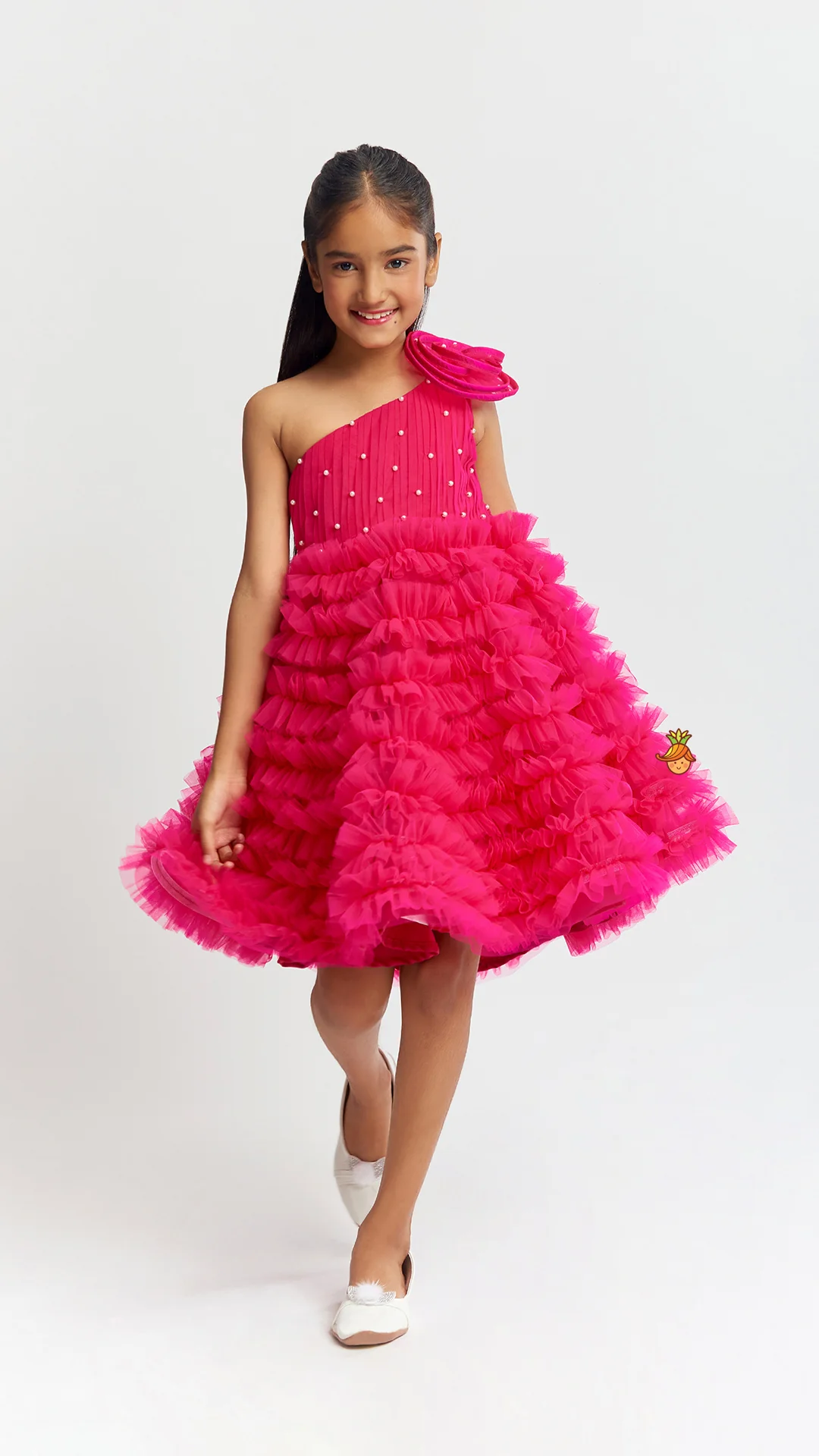Swirl One Shoulder Frilled Dress - Image 2