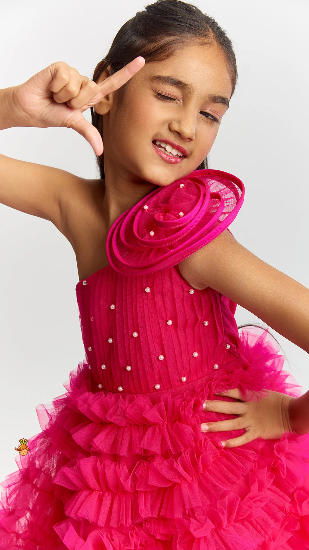 Swirl One Shoulder Frilled Dress - Image 5