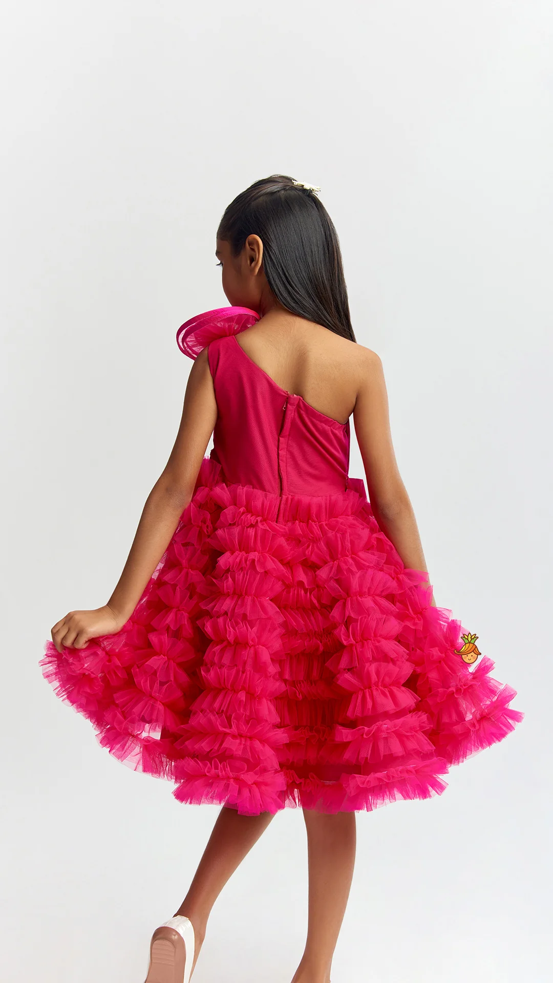 Swirl One Shoulder Frilled Dress - Image 7