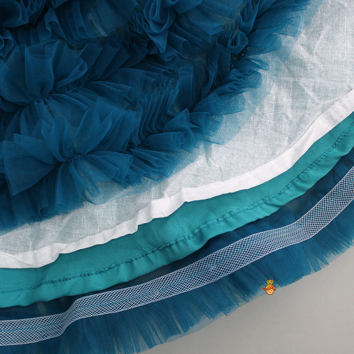 Swirl Ruffled Teal Blue One Shoulder Dress - Image 4