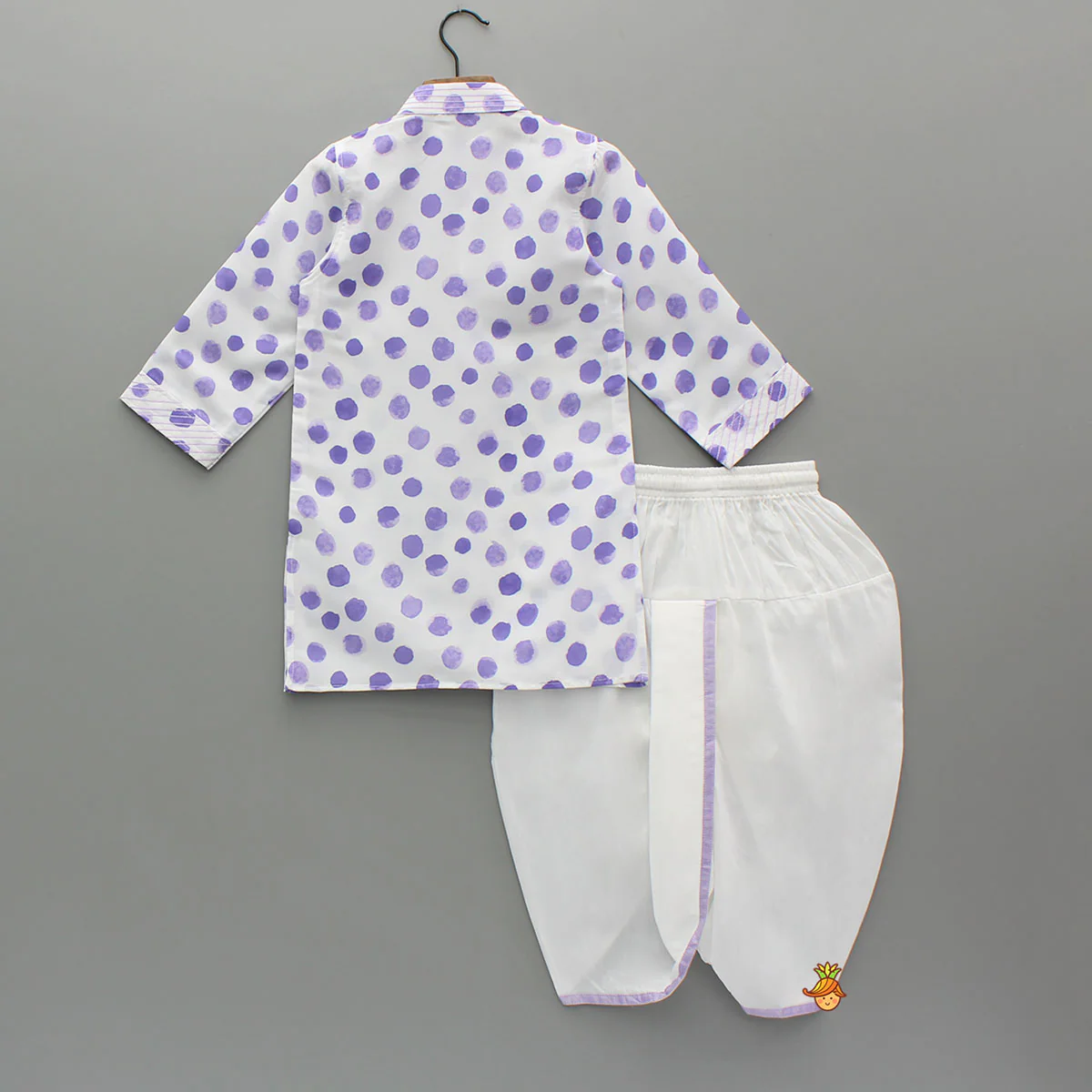 Thread Detailed Polka Dot Kurta With Dhoti - Image 2
