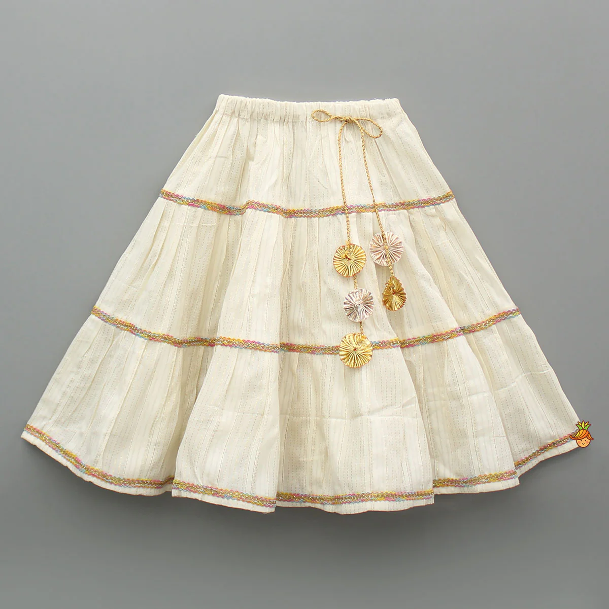 Thread Embroidered Halter Neck Top And Off White Lehenga - Image 4