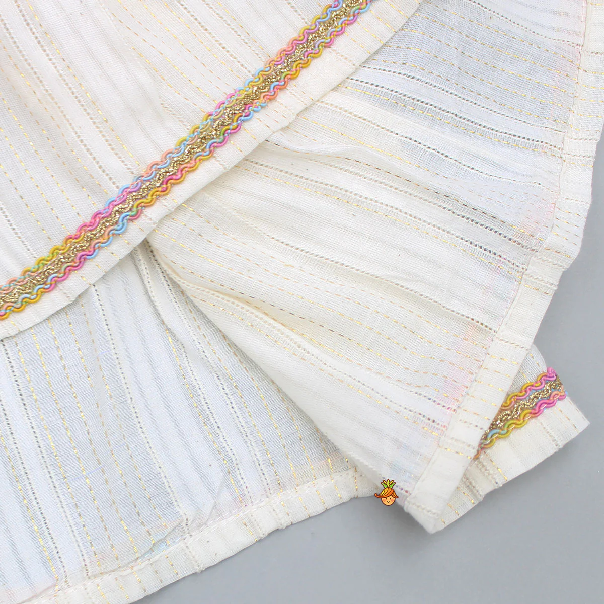 Thread Embroidered Halter Neck Top And Off White Lehenga - Image 6