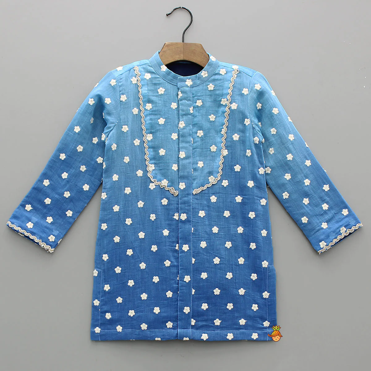 Thread Embroidered Kurta And Pyjama - Image 3